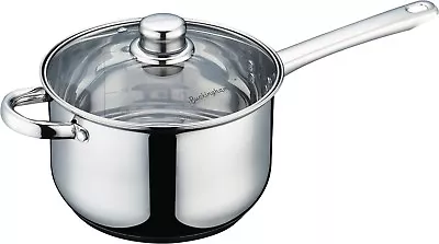 Buy Buckingham Induction Stainless Steel Deep Saucepan Cooking Pot With Glass Lid • 24.95£