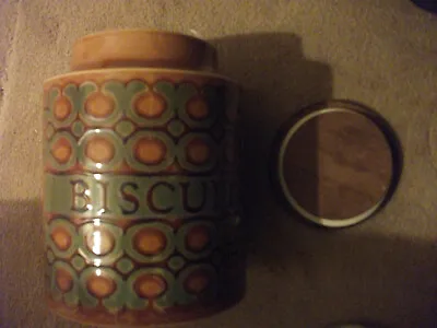 Buy Vintage Hornsea Pottery BRONTE BISCUITS LARGE Storage Jar Wooden Lid • 20.90£