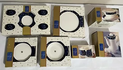 Buy Large Lot Vintage Sakura Galaxy Holiday Dinnerware Sets Of 4 Blue 14K Stars NOS • 85.50£