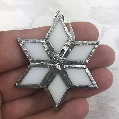 Buy White Stained Glass Star - Window Or Tree Ornament Decoration - Handmade In UK • 9.99£