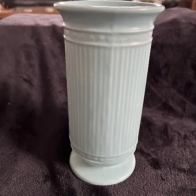 Buy Vintage 18.5 Cms Tall Dartmouth Pottery Ribbed D. Egg Blue Vase • 12£
