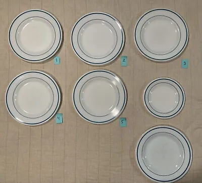 Buy 5 Vintage Pyrex Corning Turquoise Blue Stipe 9” Plates #703 W/ 2 Add On Plates • 22.19£