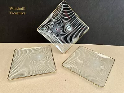 Buy 3 Chance Glass Atomic Swirl Square Nibbles Plate - Good Condition • 7.99£