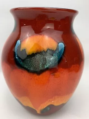 Buy Poole Pottery Vase 16cm Volcano Orange England Art Deco Pottery Red  Z381 • 29.99£