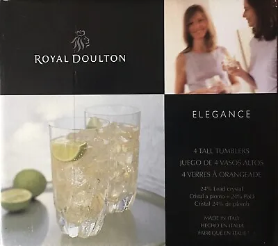 Buy X4 Royal Doulton Elegance Hi-Ball Glass’s Tumbler 15.2cms (6 ) Tall Lead Crystal • 29.99£
