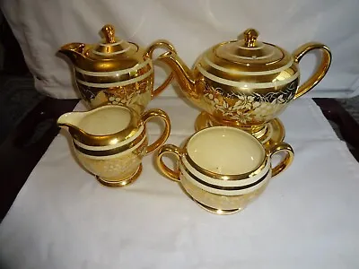 Buy Vintage Sadler Teaset 5 Piece Gold Ivory  Porcelain, Grapes/Leaves • 48£