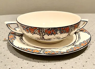 Buy Crown Ducal Orange Tree Super Open Consomme Bowl And Underplate • 22£