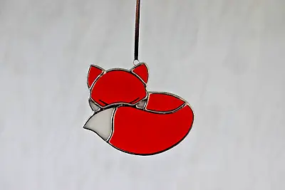 Buy Stained Glass Suncatcher Window Hanger Curled Up Fox Wildlife Home Decor Gift • 24£