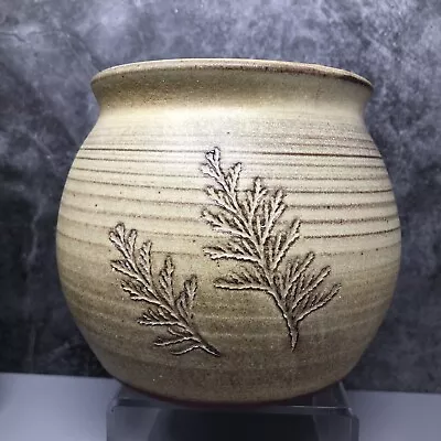 Buy Frank Wood For Hendre Las Studio Pottery Vase With Impressed Leaf Design #1401 • 10£