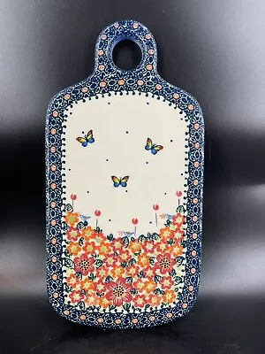 Buy Polish Pottery Cutting Board Galia Boleslawiec Rainbow Butterflies Bird Flowers • 78.05£