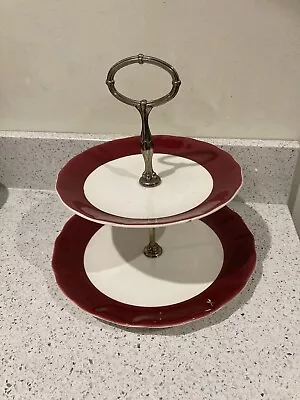 Buy Clarice Cliff Vintage Two Tier Cake Sandwich Stand Royal Staffordshire Red  • 8£