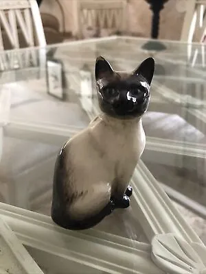 Buy Vintage Beswick England Seated Siamese Cat 10.5 X 7cm Original Label Chip To Ear • 9.99£