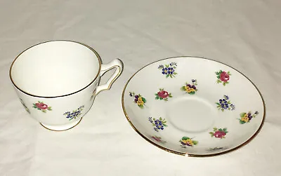 Buy Vintage Crown Staffordshire Tea Cup Saucer Rose Pansy Flowers Fine Bone China • 16.29£