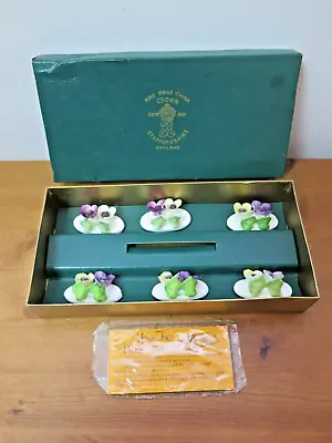 Buy BOXED Vintage Crown Staffordshire Bone China Floral Place Card Holders Set Of 6 • 9.99£