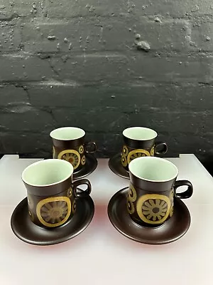 Buy 4 X Denby Arabesque Large Squat Tea / Coffee Mugs 10 Cm And Saucers Set RARE • 59.99£