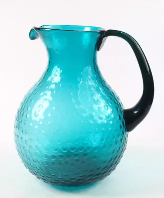 Buy Vintage Large Blue Green Glass 26cm Heavy Vase Jug • 24.95£