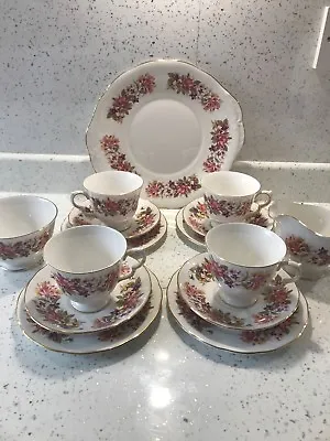 Buy Afternoon Tea Set Pink And Purple Floral Colclough Fine Bone China • 49.99£