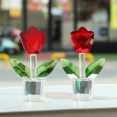 Buy Flower Crystal Tulip Flower Ornaments Red Flower Home Decor Ornaments  Home • 6.28£