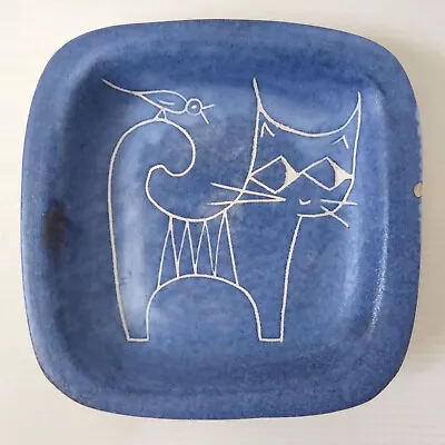 Buy Eric Leaper Newlyn Vintage Studio Pottery Pin Dish Stylised Cat & Bird Sgraffito • 28£