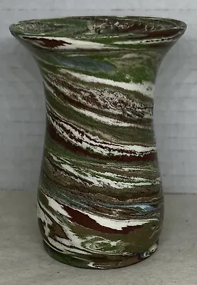 Buy Desert Sands Art Pottery Handmade Small Vase Green & Brown Swirl  60s-70s • 9.58£