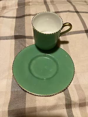Buy Wedgewood Cup And Saucer Green With Gold Trim.  • 5£