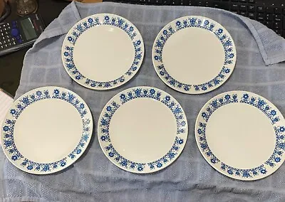 Buy Set Of 5 Vintage Johnson Bros Snowhite 'Tudor Blue' 7”. Side Plates • 12.99£