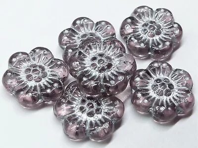 Buy 14mm Czech Pressed Glass Flat Round Disc Flower Spacer Beads - 8pcs - 18 Colours • 2.39£