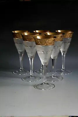 Buy Set Of Six Moser Splendid Wine Glasses With 24k Gold Encrusted Rim • 550£