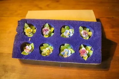 Buy Vintage - Royal Adderley Bone China - Set Of 8 - Miniature Flowers - Boxed • 14.99£