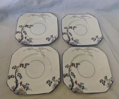 Buy Foley China Tea Plates X 4 : Tree And Birds : Pattern 445 : Art Deco : 1930s • 9.99£