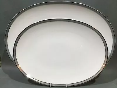 Buy Thomas China Germany Platinum & Grey Band 2 X Oval Meat Dishes / Serving Platter • 29.95£