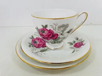 Buy Vintage Royal Standard Fine Bone China Footed Trio Decorated Pink Rose • 4.99£