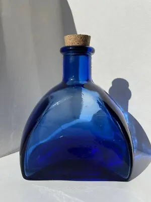 Buy Very Rare Shape Vintage Apothecary Medicine Cobalt Blue Bottle & Cork Stopper • 45£