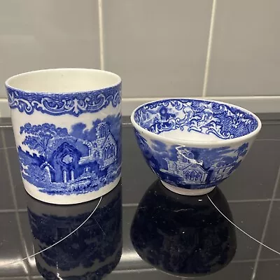 Buy Antique George Jones & Sons Blue & White Preserve Pot & Bowl - Abbey 1790 • 18£