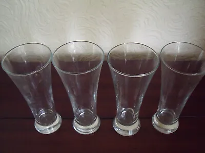 Buy Set Of Four Vintage Glass Tumblers 7  Tall Thick Heavy Base Good Condition Quick • 9.99£
