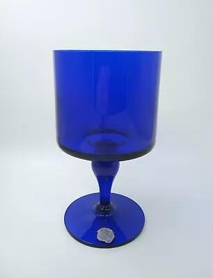 Buy Vintage Swedish Glass Cobalt Blue Footed Candle/Votive Holder  15.75cm Tall • 14.36£