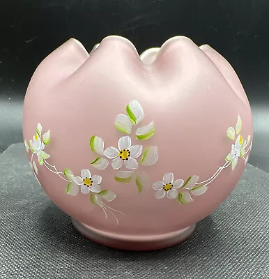 Buy VTG Lavender Pink Cased Art Glass Rose Bowl Vase Hand Painted Signed Floral 4  • 62.34£
