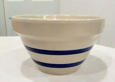 Buy RRP Robinson Ransbottom Pottery 8  Mixing Bowl Blue Stripes Roseville Ohio • 46.94£