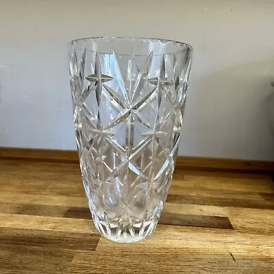 Buy Vintage Glass Vase Cut Heavy Crystal Chunky Flowers Ornament Mid Century 10 In • 14£