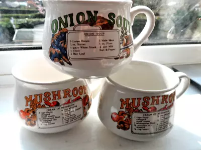 Buy Three Vintage Soup Bowls/cups Onion And Mushroom • 15.99£