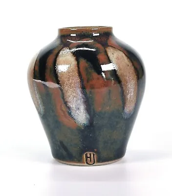 Buy Super Jane Hanson Studio Pottery Tenmoku & Oxide Glazed Vase Impressed Stamp • 28£