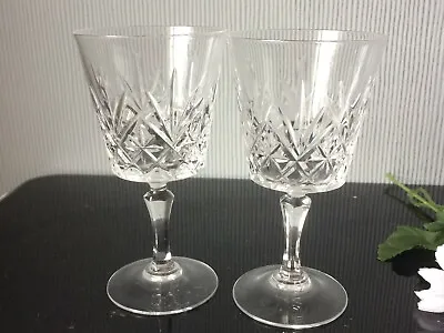 Buy Pair Of Cut Crystal Glasses Clear Goblet Drink Cordial & Liqueur Glassware 100mL • 8£