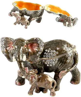 Buy Elephant And Calf Trinket Box - Ornament - Treasured Trinkets • 18.47£