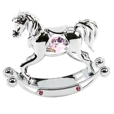 Buy Chrome Plated Rocking Horse Crystocraft Pink Crystals Christening Gift Ornament • 14.73£