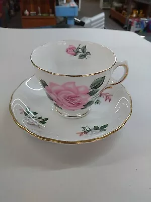 Buy Royal Vale Tea Cup & Saucer Bone China Pink Flower Gold Trim • 7.67£
