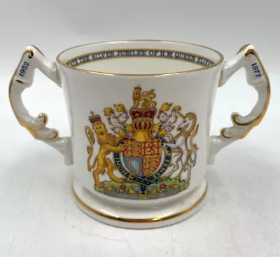 Buy Aynsley Two Handled Cup Mug Silver Jubilee Queen Elizabeth II China T2682 C3624 • 11.99£