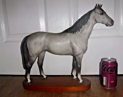 Buy Beswick Horse ~ Large Hunter ~ Wooden Plinth ~ Matt Grey ~ Excellent • 130£