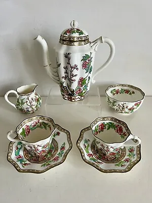 Buy Antique Porcelain Coalport Indian Tree Coffee Set For 2 Early 1891 - 1919 • 185£