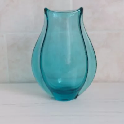 Buy Zelezny Brod Vase Aqua Blue Bohemian Art Glass MCM Miroslav Klinger H 19cm • 35£
