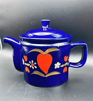 Buy Lg Vtg Arthur Wood Hand Painted Teapot Calypso Pattern Cobalt Blue England Excl • 37.46£